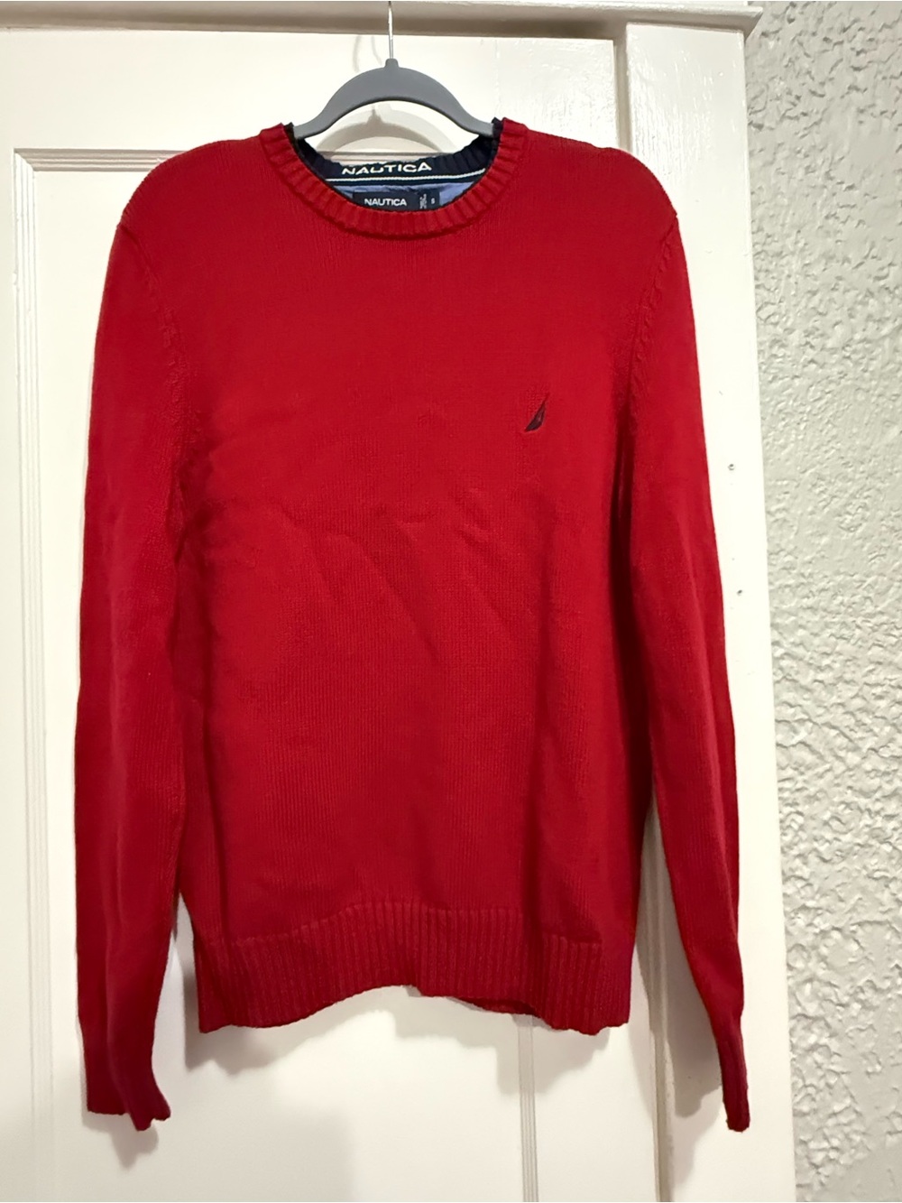 Nautica Men's Red Crewneck Pullover 100% cotton